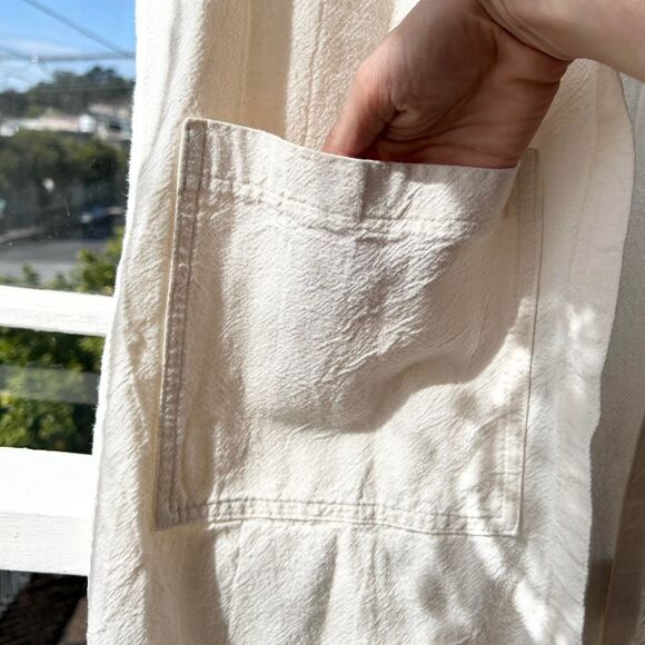 Made in USA Vintage Natural Cotton Ecru Long Chore Jacket Medium Womens - Picture 2 of 4